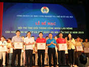 Nhận giải nhất toàn đoàn Hội thi thợ giỏi do công đoàn Các khu công nghiệp và chế xuất Hà Nội tổ chức (09/2019)